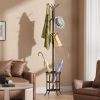 Metal Coat Rack Entryway Hall Tree with Umbrella Stand