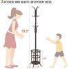 Metal Coat Rack Entryway Hall Tree with Umbrella Stand