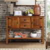 Solid Wood Farmhouse Console Table Buffet Cabinet with Storage Drawers