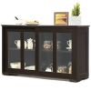 Wood Buffet Kitchen Dining Sideboard Storage Cabinet w/ Glass Sliding Door