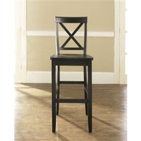 Set of 2 - X-Back 30-inch Solid Wood Barstool (Color: Black)