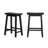 Set of 2 Farmhouse Counter Height Saddle Barstool Wood Finish