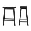 Set of 2 Farmhouse Counter Height Saddle Barstool Wood Finish