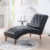 Leather Upholstered Armless Chaise Lounge Chair with Lumbar Pillow