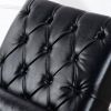 Leather Upholstered Armless Chaise Lounge Chair with Lumbar Pillow