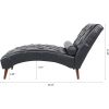 Leather Upholstered Armless Chaise Lounge Chair with Lumbar Pillow