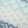 Lightweight 3 Piece Reversible Botanical Blue Damask Quilt Set