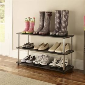 3-Shelf Modern Shoe Rack - Holds up to 12 Pair of Shoes (Color: Espresso)