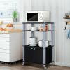 Modern 3-Shelf Kitchen Baker’s Rack Cart on Wheels Wood Finish