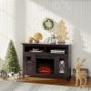 Electric Fireplace Mantel TV Stand w/ Adjustable Shelves 2 Storage Cabinets