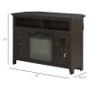 Electric Fireplace Mantel TV Stand w/ Adjustable Shelves 2 Storage Cabinets