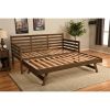 Solid Wood Daybed Frame with Twin Pop-Up Trundle Bed