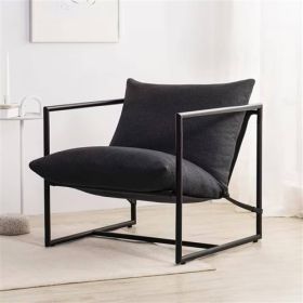 Modern Upholstered Accent Chair with Metal Frame (Color: Dark Grey)