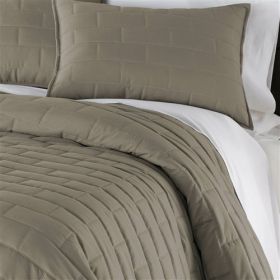 Modern Brick Stitch Microfiber Reversible Comforter Set in Taupe (size: King/Cal King (3 Piece))