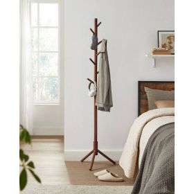 Sturdy Solid Wood Coat Rack with 8 Hooks (Color: Dark Walnut)