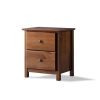 Farmhouse Solid Pine Wood 2 Drawer Nightstand