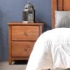 Farmhouse Solid Pine Wood 2 Drawer Nightstand