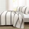 Black Off-White Cream Stripe Reversible Cotton Quilt Set