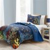Lightweight Ocean Navy Blue Clown Fish Coral Reversible Quilt Set