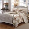 Cotton Coastal Palm Tree Floral 3 Piece Reversible Quilt Set
