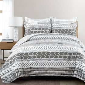 Full/Queen Scandinavian Chevron 5 Piece Lightweight Comforter Set (Color: Black White)