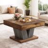 Modern Farmhouse Style Square Coffee Table Wood Finish