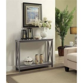 Wood Console Sofa Table with Bottom Storage Shelf (Color: Grey)