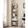 Arched Top Metal Display Rack Narrow Bookcase with 5 Glass Storage Shelves