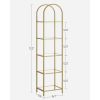 Arched Top Metal Display Rack Narrow Bookcase with 5 Glass Storage Shelves