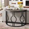 Modern 43-inch Half Moon Accent Console Sofa Table with Top Black Frame