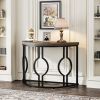 Modern 43-inch Half Moon Accent Console Sofa Table with Top Black Frame