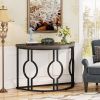 Modern 43-inch Half Moon Accent Console Sofa Table with Top Black Frame