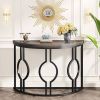 Modern 43-inch Half Moon Accent Console Sofa Table with Top Black Frame