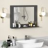 Rectangular 23 x 17 inch Bathroom Mirror with Storage Shelf Wood Finish