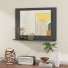 Rectangular 23 x 17 inch Bathroom Mirror with Storage Shelf Wood Finish
