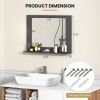 Rectangular 23 x 17 inch Bathroom Mirror with Storage Shelf Wood Finish