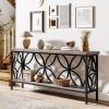 Modern 70-inch Long Narrow Console Sofa Table Wood Top and Shelf