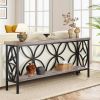 Modern 70-inch Long Narrow Console Sofa Table Wood Top and Shelf
