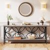 Modern 70-inch Long Narrow Console Sofa Table Wood Top and Shelf