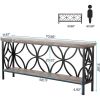 Modern 70-inch Long Narrow Console Sofa Table Wood Top and Shelf
