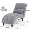 Linen Upholstered Armless Chaise Lounge Chair with Pillow