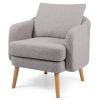 Modern Sherpa Fabric Upholstered Accent Chair with Wooden Legs