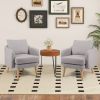 Modern Sherpa Fabric Upholstered Accent Chair with Wooden Legs