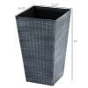 Set of 3 - Faux Rattan Plastic Tall Large Flower Pots