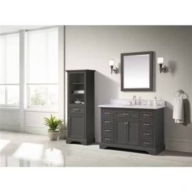 32-in x 28-in Bathroom Wall Mirror with Solid Wood Frame (Color: Grey)