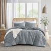 Pleated Pre-Washed Microfiber Comforter Set in Blue Grey
