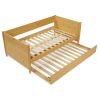Twin Solid Wood Daybed with Roll Out Trundle Bed Frame