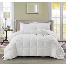 3 Piece Microfiber Reversible Comforter Set (Color: Off White, size: King)