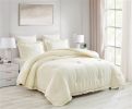 Oversized Microfiber 3-Piece Comforter Set with Ruffled Edge Trim