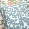 Floral Country Cottage Blue Green Coral Beige 3 Piece Comforter Set